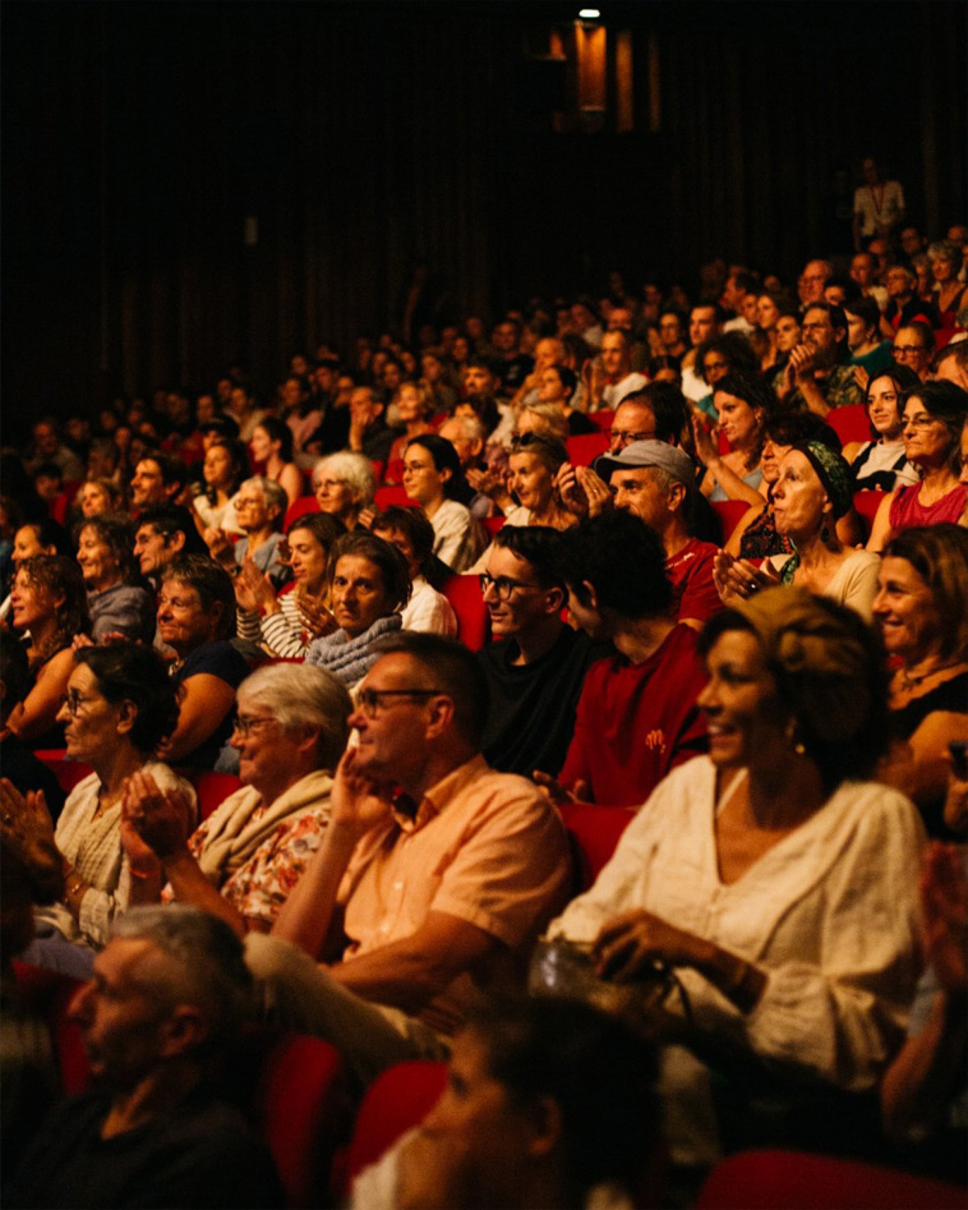 Public du Théâtre Luc Donat, salle comble en pleine représentation